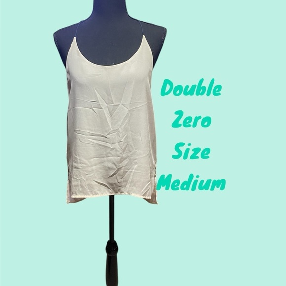 DOUBLE ZERO WHITE SPAGHETTI STRAP TOP SIZE MEDIUM GENTLY WORN - Picture 1 of 3
